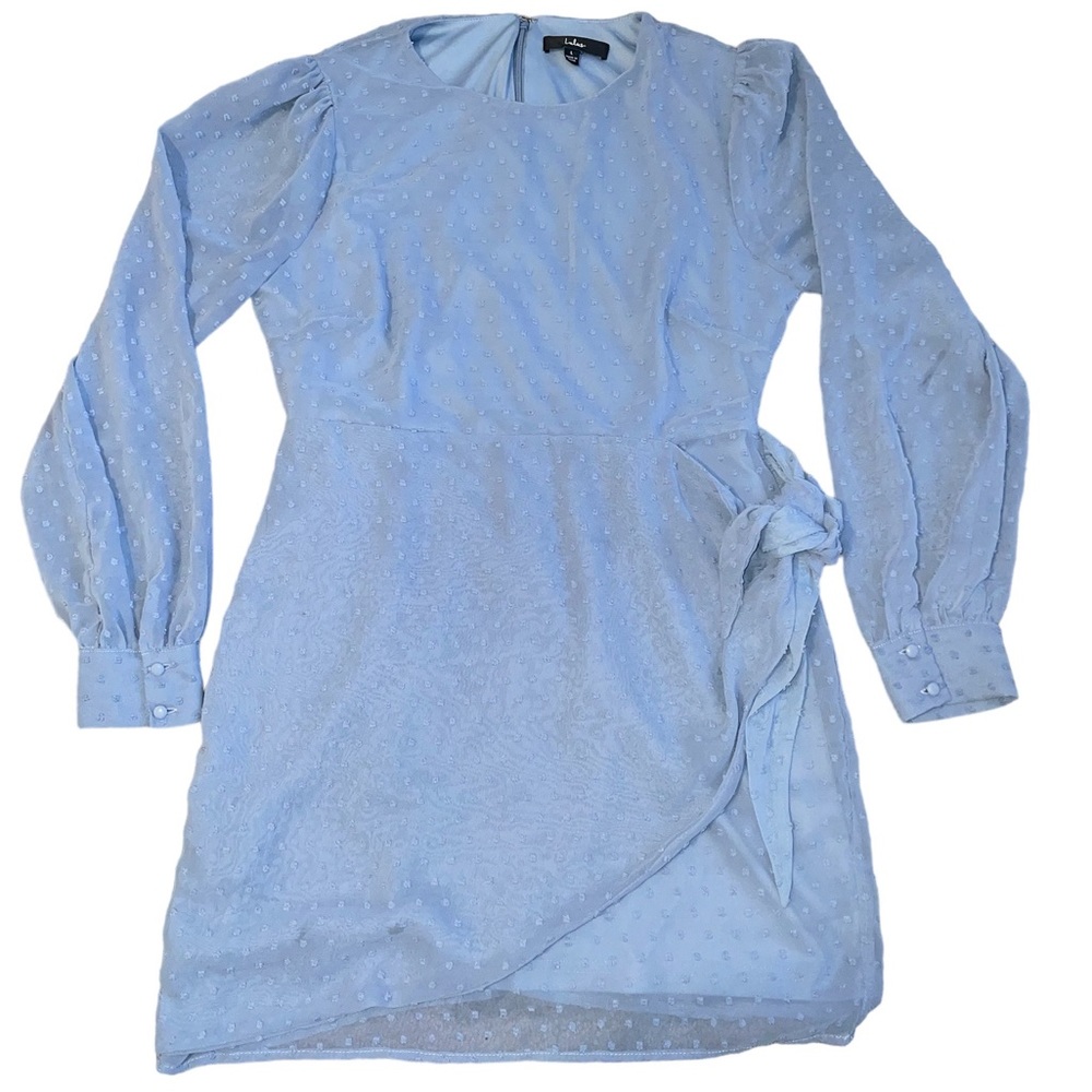Lulus Light Blue Long Sleeve Tie-Front Mini Dress